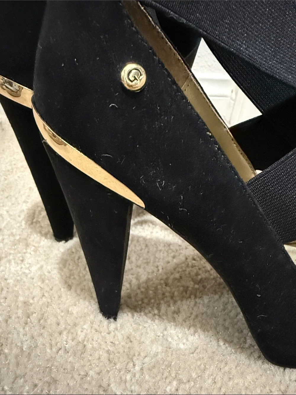 Guess Black Suede Cross-Strap Pointed Heel
